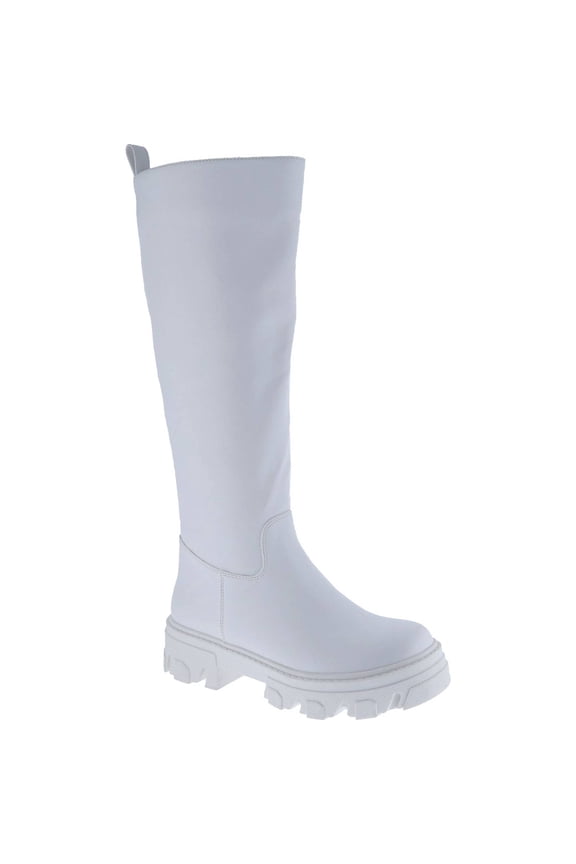 Women's Fashion Knee High Boots Platform Chunky Heel Lug Sole Boot Pull On Riding Boots