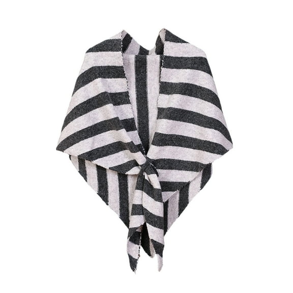 Women's Fashion Knitted Shawl -Striped knitted Sweater Shawl for Travel, Cardigan Cape Wool Shoulder
