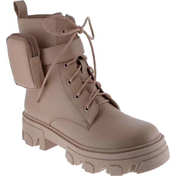 Women's Fashion Lace Up Combat Boots Chunky Block Heel Mid Calf Military Fall Winter Riding Ankle Booties