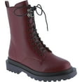 thumbnail image 1 of Women's Fashion Lace Up Combat Boots Side Zipper Chunky Platform Lug Sole Mid Calf Military Fall Winter Riding Ankle Booties, 1 of 5