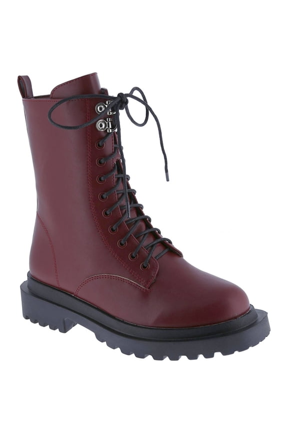 Women's Fashion Lace Up Combat Boots Side Zipper Chunky Platform Lug Sole Mid Calf Military Fall Winter Riding Ankle Booties