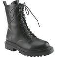thumbnail image 1 of Women's Fashion Lace Up Combat Boots Side Zipper Chunky Platform Lug Sole Mid Calf Military Fall Winter Riding Ankle Booties, 1 of 5
