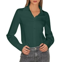 Women's Fashion Lapel Long Sleeve Linen Button Down Slim Fit Shirt 1