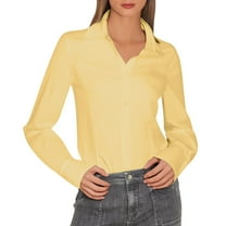 Women's Fashion Lapel Long Sleeve Linen Button Down Slim Fit Shirt 4