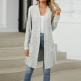 thumbnail image 1 of Women's Fashion Leisure Outdoor Autumn And Winter Long Solid Color Long Sleeve Loose Pocket Cardigan Jacket Cardigan Womens Long Sleeve Button down Knit Cardigan Sweater Creme Cardigan Ladies Short, 1 of 8