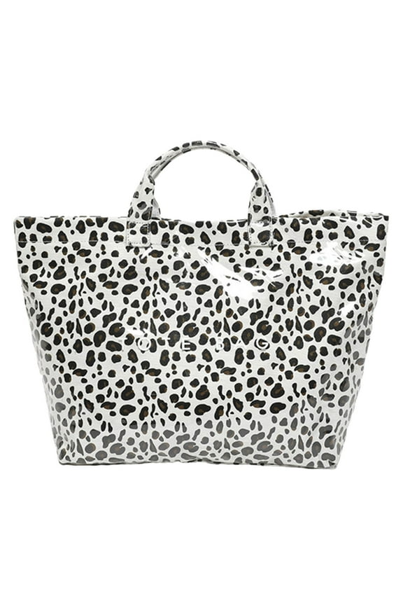 Women's Fashion Leopard Print Handbags Large Capacity Waterproof PVC Work Tote Bags for Shopping