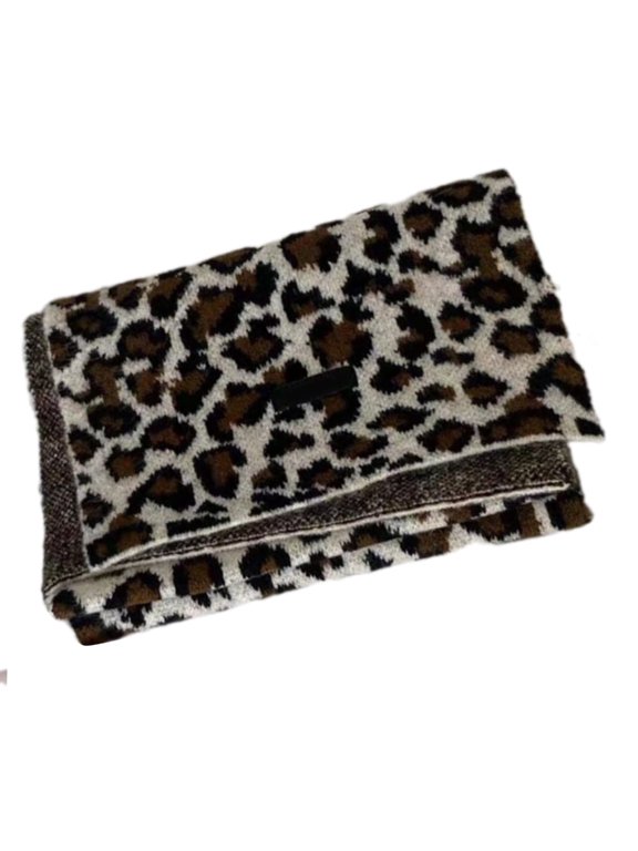 Women's Fashion Leopards Print Cotton Scarf - Soft, Warm, and Versatile Fall Winter Neckerchief for Daily Wear, Dates, and Gatherings
