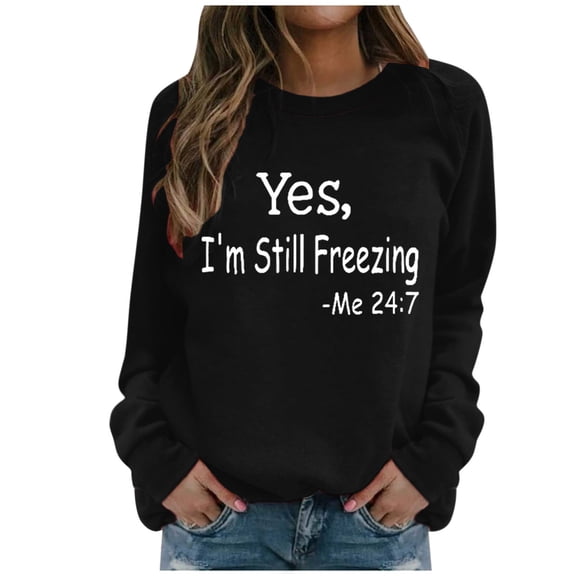 Women's Fashion Letter Print Long Sleeve Casual Soft Sweatshirt Temperament Blouse Pullover Hoodless Comfortable Top