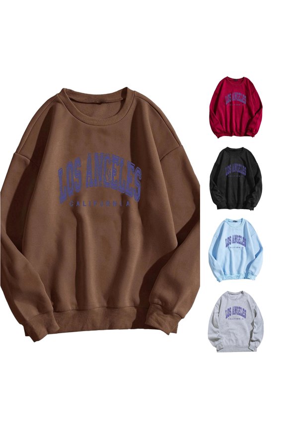 Women's Fashion Letter Print O Neck Long-Sleeve Hooded Sweatshirt Tops Pullover Hooded Sweatshirts for Women Long Sweatshirt Jacket plus Asap Hoodie Womens Zip Hoodie Lightweight Womens Long Sleeve
