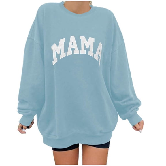 Women's Fashion Letter Print Sweatshirt Crewneck Long Sleeve Drop Shoulder Loose Fit Casual Sweatshirt Apparel Women Sweatshirt Fashion Fall Ladies Sweatshirt with Hood Outfits Women Junior