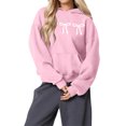 thumbnail image 1 of Women's Fashion Lightweight Long Sleeve Pullover with Pockets Preppy Graphic Hoodie with Bow Print for Fashion Looks,Pink,XL, 1 of 7