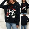 thumbnail image 1 of Women's Fashion Little Penguin Loose Long Sleeve Sweater Pullover Christmas Sweater for Fall and Winter, Cute and Cozy, Ideal as Christmas Sweaters for Women and Christmas Gifts,Dark Blue,Size M, 1 of 8