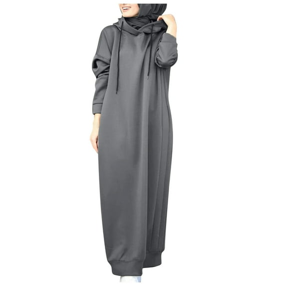 Women's Fashion Long Dress Hooded Splicing Sweatshirt Dress Solid Color Long Sleeve Casual O Neck Fall Clothes 2023 Trendy Y2K Outfits