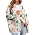 thumbnail image 1 of Women's Fashion Long Sleeve Christmas Print V-Neck Button Loose Cardigan Top, Knit Sweater for Casual Outfits and Comfort,Light Green,2XL, 1 of 7