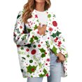 thumbnail image 1 of Women's Fashion Long Sleeve Christmas Print V-Neck Button Loose Cardigan Top, Knit Sweater for Casual Outfits and Comfort,Light Green,M, 1 of 7