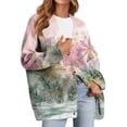 thumbnail image 1 of Women's Fashion Long Sleeve Christmas Print V-Neck Button Loose Cardigan Top, Knit Sweater for Casual Outfits and Comfort,Light pink,L, 1 of 7