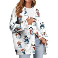 thumbnail image 1 of Women's Fashion Long Sleeve Christmas Print V-Neck Button Loose Cardigan Top, Knit Sweater for Casual Outfits and Comfort,White,S, 1 of 7