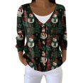 thumbnail image 1 of Women's Fashion Long Sleeve Christmas Snowman Snowflake Print Jacket Cardigan for Holiday Party and Casual Daily Wear,Dark Green,M, 1 of 7