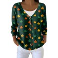 thumbnail image 1 of Women's Fashion Long Sleeve Christmas Snowman Snowflake Print Jacket Cardigan for Holiday Party and Casual Daily Wear,Dark Green,XL, 1 of 6