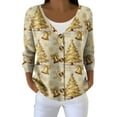 thumbnail image 1 of Women's Fashion Long Sleeve Christmas Snowman Snowflake Print Jacket Cardigan for Holiday Party and Casual Daily Wear,Gold,M, 1 of 5