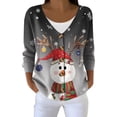 thumbnail image 1 of Women's Fashion Long Sleeve Christmas Snowman Snowflake Print Jacket Cardigan for Holiday Party and Casual Daily Wear,Gray,2XL, 1 of 5