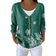 thumbnail image 1 of Women's Fashion Long Sleeve Christmas Snowman Snowflake Print Jacket Cardigan for Holiday Party and Casual Daily Wear,Green,S, 1 of 7