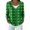 thumbnail image 1 of Women's Fashion Long Sleeve Christmas Snowman Snowflake Print Jacket Cardigan for Holiday Party and Casual Daily Wear,Green,XL, 1 of 4