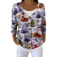 thumbnail image 1 of Women's Fashion Long Sleeve Christmas Snowman Snowflake Print Jacket Cardigan for Holiday Party and Casual Daily Wear,Light Purple,2XL, 1 of 6
