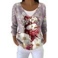 thumbnail image 1 of Women's Fashion Long Sleeve Christmas Snowman Snowflake Print Jacket Cardigan for Holiday Party and Casual Daily Wear,Light Purple,XL, 1 of 6