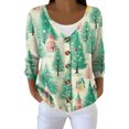 thumbnail image 1 of Women's Fashion Long Sleeve Christmas Snowman Snowflake Print Jacket Cardigan for Holiday Party and Casual Daily Wear,Mint Green,XL, 1 of 7