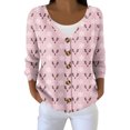 thumbnail image 1 of Women's Fashion Long Sleeve Christmas Snowman Snowflake Print Jacket Cardigan for Holiday Party and Casual Daily Wear,Pink,L, 1 of 5