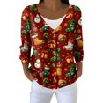 thumbnail image 1 of Women's Fashion Long Sleeve Christmas Snowman Snowflake Print Jacket Cardigan for Holiday Party and Casual Daily Wear,Red,M, 1 of 6