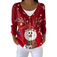 thumbnail image 1 of Women's Fashion Long Sleeve Christmas Snowman Snowflake Print Jacket Cardigan for Holiday Party and Casual Daily Wear,Wine,XL, 1 of 5