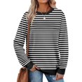 thumbnail image 1 of Women's Fashion Long Sleeve Fall Outfits Comfort Color Oversized Pullover Crewneck Tops Trendy Sweatshirts 01-Black L, 1 of 3