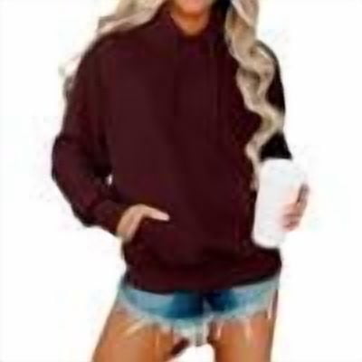 Women's Fashion Long Sleeve Oversized Drop Shoulder Sweatshirts Casual Solid Color Hooded Plush Lightweight Pullover Tops With Pocket