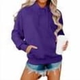 thumbnail image 1 of Women's Fashion Long Sleeve Oversized Drop Shoulder Sweatshirts Casual Solid Color Hooded Plush Lightweight Pullover Tops With Pocket, 1 of 4