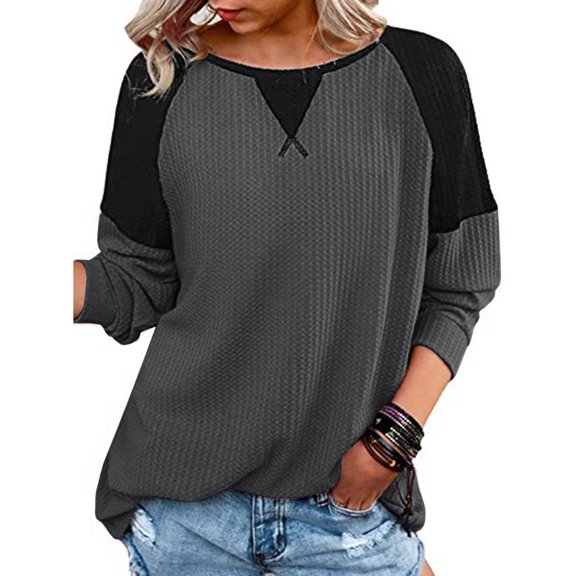 Women's Fashion Long Sleeve Print O-Neck T-Shirt Casual Loose Basic Top Layering Long Sleeve Womens Tops And Tees Active Womens Tops Plain Workout Shirts Women Women Shirt Workout for Women Long
