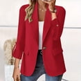 thumbnail image 1 of Women's Fashion Long Sleeve Solid Cardigan Blazer Jacket Red XL, 1 of 5
