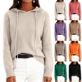 thumbnail image 1 of Women's Fashion Long Sleeve Solid Color Pullover Hooded Knitted Sweater, Comfortable and Warm, Perfect for Outdoor Activities and Winter Sports,Saffron,S, 1 of 5