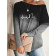 thumbnail image 1 of Women's Fashion Long-Sleeved Blouses Gradient Element Printed Off-Shoulder Shirts Tops, 1 of 1