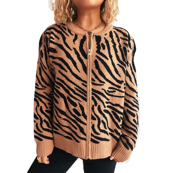 Women's Fashion Long-sleeved Loose-fitting Sweater Cardigan Navy XL