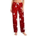 thumbnail image 1 of Women's Fashion Loose Casual Christmas Snowman Print Pants with Drawstring Elastic Waist, Comfortable Sleepwear and Loungewear Trousers for Home,Red,M, 1 of 7