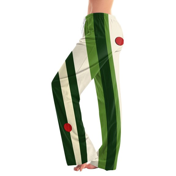 Women's Fashion Loose Christmas Print Casual Pants with Drawstring Elastic Waist, Comfortable Sleepwear and Loungewear Trousers for Home,Fluorescent Green,S