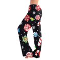 thumbnail image 1 of Women's Fashion Loose Christmas Print Casual Pants with Drawstring Elastic Waist, Comfortable Sleepwear and Loungewear Trousers for Home,Black,L, 1 of 6