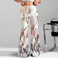 thumbnail image 1 of Women's Fashion Loose Drawstring Waist Floral Print Casual Sports Flared Pants, Elastic Joggers Sweatpants, Stylish Yoga Pants for Women,Beige,M, 1 of 8