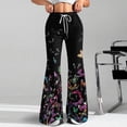 thumbnail image 1 of Women's Fashion Loose Drawstring Waist Floral Print Casual Sports Flared Pants, Elastic Joggers Sweatpants, Stylish Yoga Pants for Women,Multicolor,L, 1 of 8