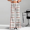 thumbnail image 1 of Women's Fashion Loose Drawstring Waist Plaid Printed Casual Sports Flared Pants, Elastic Joggers Sweatpants, Stylish Yoga Pants for Women,Light Gray,L, 1 of 8