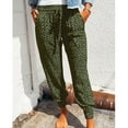 thumbnail image 1 of Women's Fashion Loose Leopard Printed Casual Lace-up Mid-Rise Pants, 1 of 1