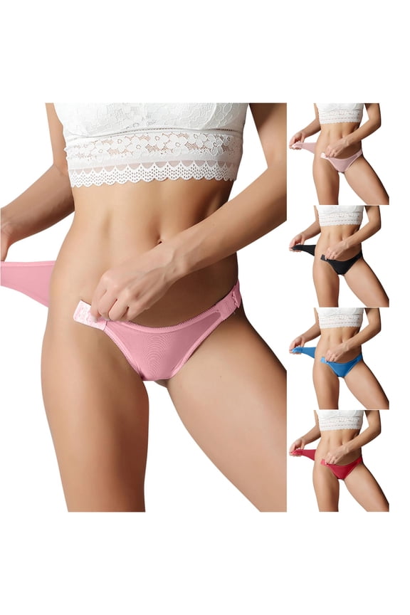 Women's Fashion Low Waist Underwear Solid Color Briefs Underwear Women Panties Silk Thong Holster Underwear Women Size 9 Womens Underwear Bikini Barely There Bras for Women 4742 Panties Pack