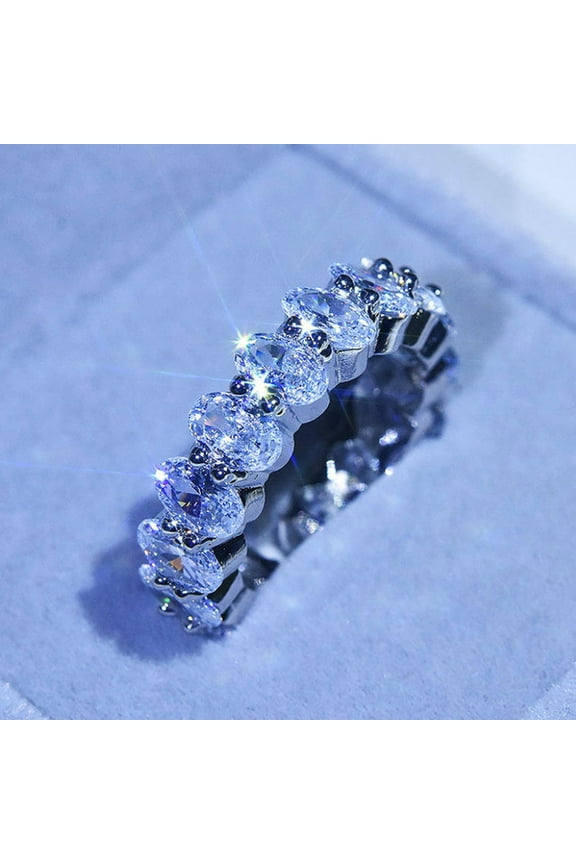 Women's Fashion Luxury 925 Silver Synthetic Diamond Ring Engagement Wedding Gift Jewelry Ring